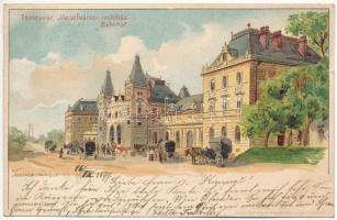 1899 (Vorläufer) Temesvár, Timisoara; Józsefváros, indóház, vasútállomás. Corvina könyvkereskedés kiadása / Bahnhof / Iosefin, railway station. litho (EK)