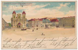 1899 (Vorläufer) Temesvár, Timisoara; Losonczy tér, Dóm templom. Corvina könyvkereskedés kiadása / Platz u. Domkirche / square, church. litho (szakadás / tear)