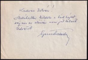 Gerevich Aladár (1910-1991) vívó, edző kézzel írt levele