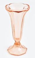 Lazacszín üveg váza, Formába préselt, hibátlan 22 cm