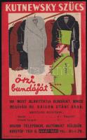 Kutnewsky Szűcs őrzi bundáját, Bp., Kristóf tér 6., art deco reklám szórólap-számolócédula
