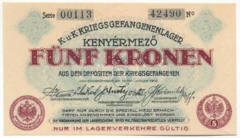 Kenyérmező / Hadifogolytábor 1916. január 15. 5K arab sorozat- és sorszámmal T:I-,II fo.
Adamo HHK-...