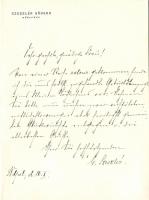 Szezslér Sándor műépítész (Hauszmann Alajos tanítványa) kézzel írott levele