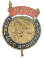 1945. Országos Sportnapok zománcozott bronz gomblyukjelvény (19x27m) T:1-