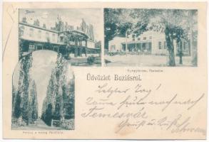 1898 (Vorläufer) Buziásfürdő, Baile Buzias; Gyógyterem, bazár, sétány a meleg fürdőhöz / spa, bazaar, promenade (fa)