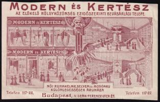 Modern és Kertész bevásárlási telepe, Bp., IV., Deák-Ferencz u. 21, számolócédula, apró lapszéli szakadással