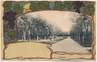 Kovászna, Covasna; Sétatér. Szecessziós szőlős montázs / promenade. Art Nouveau montage with grapes, litho (fl)