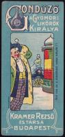 Gondűző gyomorlikőr, Kramer Rezső és Tsa., Bp., szecessziós számolócédula, Nyugat Rt.