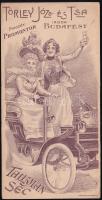 Törley Talisman sec. pezsgő, korabeli autót vezető hölgyekkel illusztrált szecessziós számolócédula