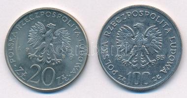 Lengyelország 1980. 20Zl Cu-Ni "50 éves Pomeránia Ajándéka" + 1985. 100Zl Cu-Ni "Leng...