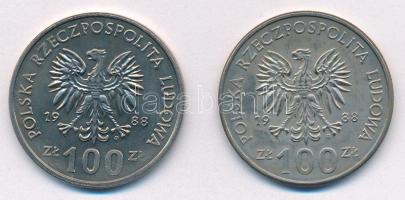 Lengyelország 1988. 100Zl Cu-Ni "Anjou Hedvig" + 100Zl Cu-Ni "A lengyel felkelés 70. ...