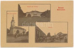 1911 Soborsin, Savarsin; Római katolikus templom, Hunyadi gróf kastélya, Fő utca, piac / church, castle, main street, market. W.L. 3099-3101-3. (EK)