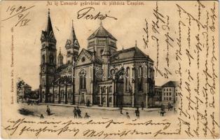 1901 Temesvár, Timisoara; Gyárvárosi római katolikus plébánia templom. Králicsek Béla kiadása / church in Fabric (szakadás / tear)