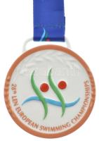 2006. Úszó-Európa-bajnokság Herendi porcelán szinkronszúszó díjérem szalaggal, bronzérem (85mm) T:1-