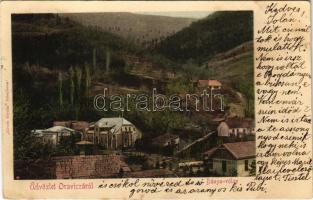 1901 Oravicabánya, Oravica, Oravicza, Oravita; Bányavölgy. Gross Gyula kiadása / mine valley (EB)