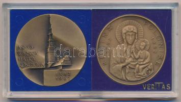 Lengyelország 1982. "Jasna Góra-i Madonna" kétdarabos bronz emlékérem szett tokban (45mm) ...