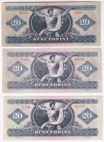 1969 20Ft + 1975. 20Ft + 1980. 20Ft T:II-III közte szép papír