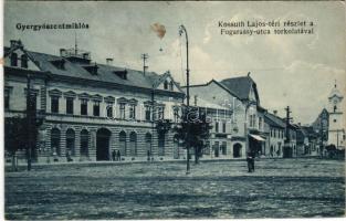 Gyergyószentmiklós, Gheorgheni; Kossuth Lajos tér, Fogarassy utca torkolata / square and street (Rb)