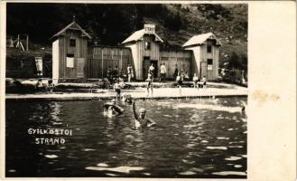 Gyilkos-tó, Ghilcos, Lacul Rosu; Strand, fürdőzők / spa, lake, beach, bathers. Lőrincz (Gheorgheni) photo (fl)