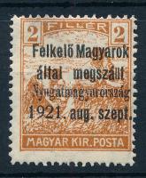 Nyugat-Magyarország I. 1921 Arató 2f próbanyomat Bodor vizsgálójellel