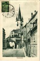 1929 Nagyszeben, Hermannstadt, Sibiu; Hundsrücken / utca, templom. Jos. Drotleff kiadása / street view, church