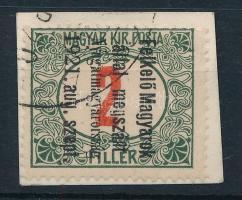 Nyugat-Magyarország I. 1921 Pirosszámú portó 2f próbanyomat kivágáson, 180 fokban elfordított felüln...