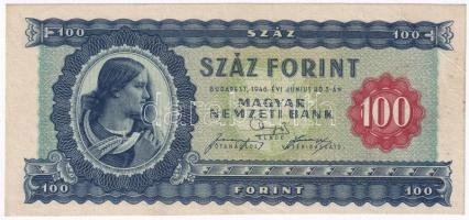 1946. 100Ft B 004 023352 T:I- nyomdai papírráncok Hungary 1946. 100 Forint B 004 023352 C:AU typografical creases Adamo F26