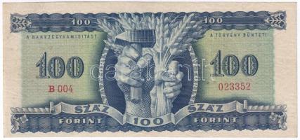 1946. 100Ft "B 004 023352" T:I- nyomdai papírráncok Hungary 1946. 100 Forint "B 004 0...
