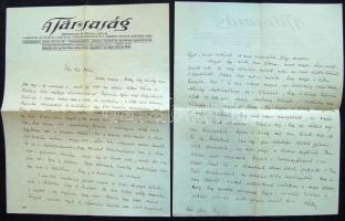 Endrődi Béla író, újságíró feleségének írt saját kezű 4 oldalas levele