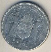 1930. 5P Ag "Horthy jobbra" T:3 kis ph.