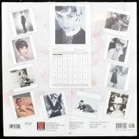 1999 Audrey Hepburn színésznő képeivel illusztrált falinaptár, bontatlan fóliában, 30,5x30,5 cm