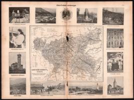 cca 1912 2 db vármegye térkép (Abaúj-Torna, 16,5x15 cm és Alsó-Fehér, 14x18 cm, utóbbi sérült) és 4 ...