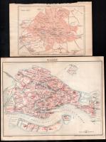 14 db város térkép (Pozsony, Berlin, Velence, Belgrád, Zágráb, Bukarest stb.) a Pallas Nagy Lexikoná...