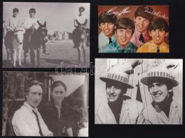 cca 1970 A Beatles együttes tagjait ábrázoló 7 db fotó, egyiken nyomtatott aláírásaikkal, részben későbbi előhívások, 12x9 cm körül