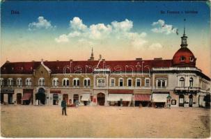 1914 Dés, Dej; Szt. Ferenc rend bérháza, Bíró József és Schapira Arnold üzlete / shops (EK)