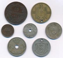 7db-os vegyes, nagyrészt külföldi érméből álló tétel, közte Olaszország 1866OM 10c bronz "III. ...