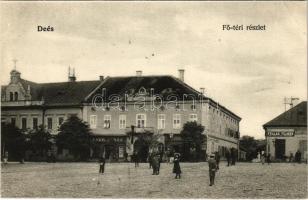 Dés, Dej; Fő tér, Pollák Vilmos, Hoffmann üzlete / main square, shops (EK)