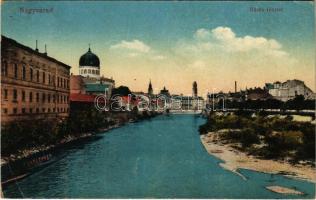 1916 Nagyvárad, Oradea; Kőrös részlet, zsinagóga. Vasúti levelezőlapárusítás 44. 1916. / Cris riverside, synagogue (EK)