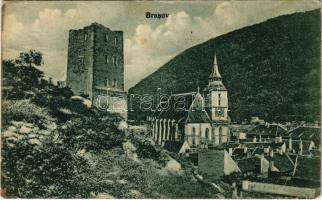 1929 Brassó, Kronstadt, Brasov; Fekete templom és torony / church, tower (ázott / wet damage)