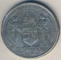 1930. 5P Ag "Horthy jobbra" T:3 ph. ü.