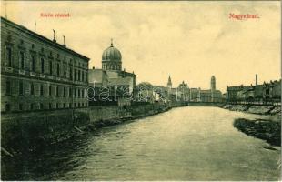 Nagyvárad, Oradea; Körös részlet, zsinagóga, híd. Sebő Imre kiadása / Cris riverside, synagogue, bridge