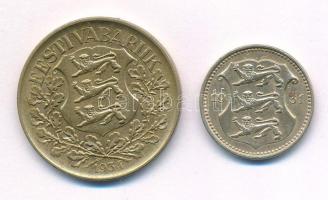 Észtország 1931. 10s Ni-sárgaréz + 1934. 1K Al-bronz T:1-,2 Estonia 1931. 10 Senti Ni-brass + 1934. ...