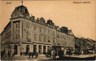 Arad, Csermák Ágoston Központi szálloda és kávéház, piac. Vasúti levelezőlapárusítás 62. 1918. / hotel, market, cafe (EK)