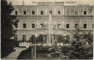 Temesvár, Timisoara; Józsefváros, Iskolanővérek Intézete, Kerti részlet / girls' boarding school, garden