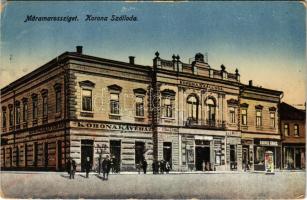 1917 Máramarossziget, Sighetu Marmatiei; Korona szálloda és kávéház, Kardos Ignác üzlete / hotel and cafe, shop (EK)