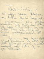 Lukács Margit színésznő saját kézzel írt levele