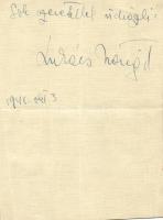 Lukács Margit színésznő saját kézzel írt levele