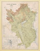 1886 Fejér megye térképe, tervezte: Gönczy Pál, 1:225:000, Bp., Posner, kartonra kasírozva, körbevágott, 46x35 cm