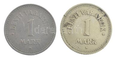 Észtország 1922. 1M Cu-Ni + 1924. 1M Ni-sárgaréz T:2,2- Estonia 1922. 1 Mark Cu-Ni + 1924. 1 Mark Ni-brass C:XF,VF Krause KM#1, KM#1a