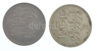 Észtország 1922. 1M Cu-Ni + 1924. 1M Ni-sárgaréz T:2,2-
Estonia 1922. 1 Mark Cu-Ni + 1924. 1 Mark N...